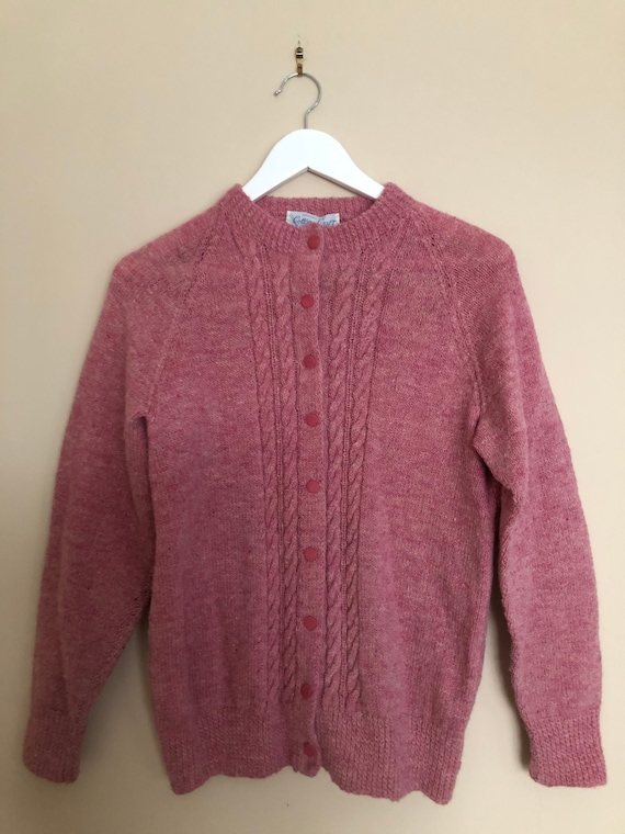 Vintage 1940s Style Dusty Rose Wool Sweater Jumper