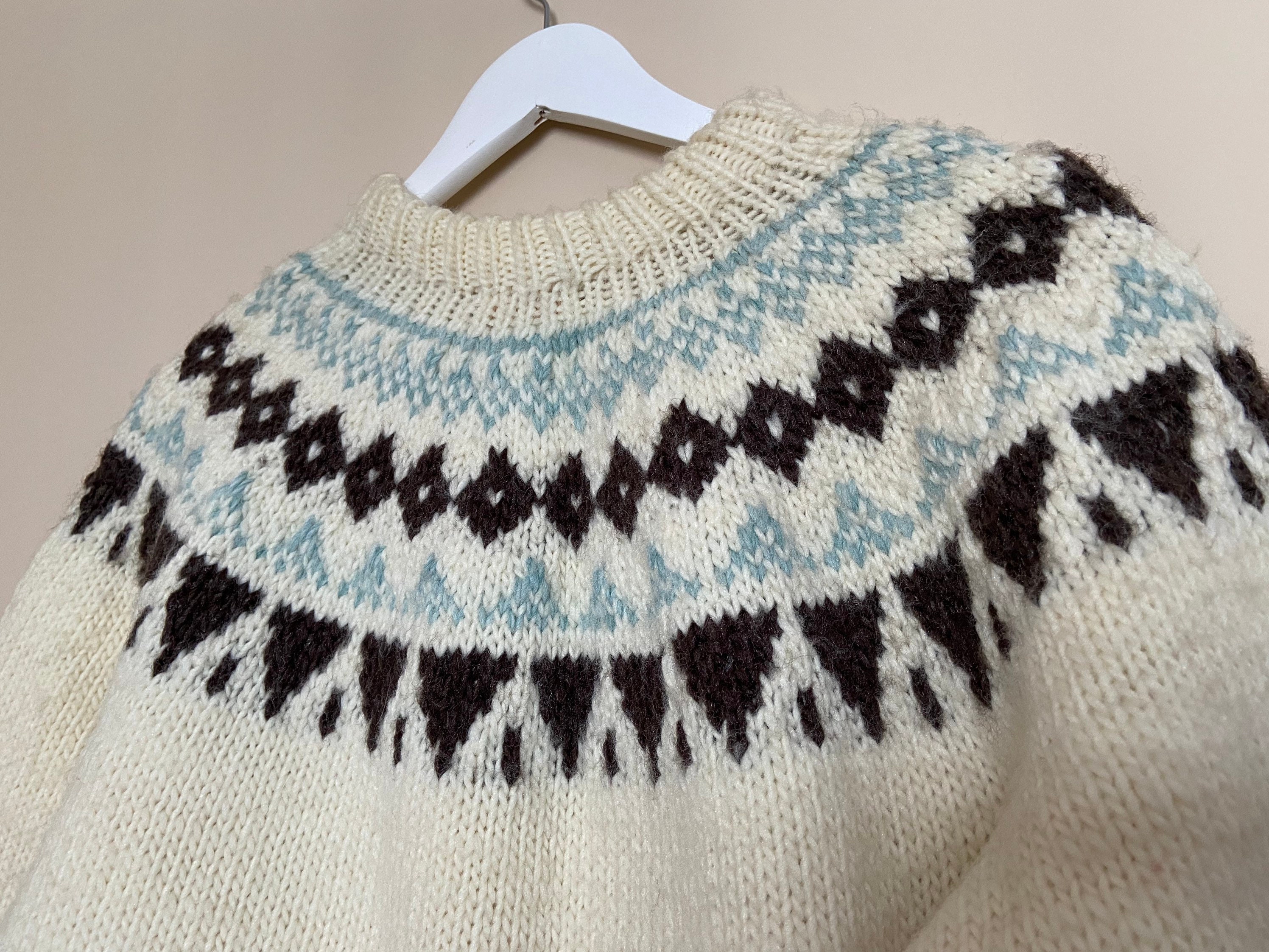 Vintage Hand Knit Fair Isle / Lopi Style Sweater Jumper - Etsy
