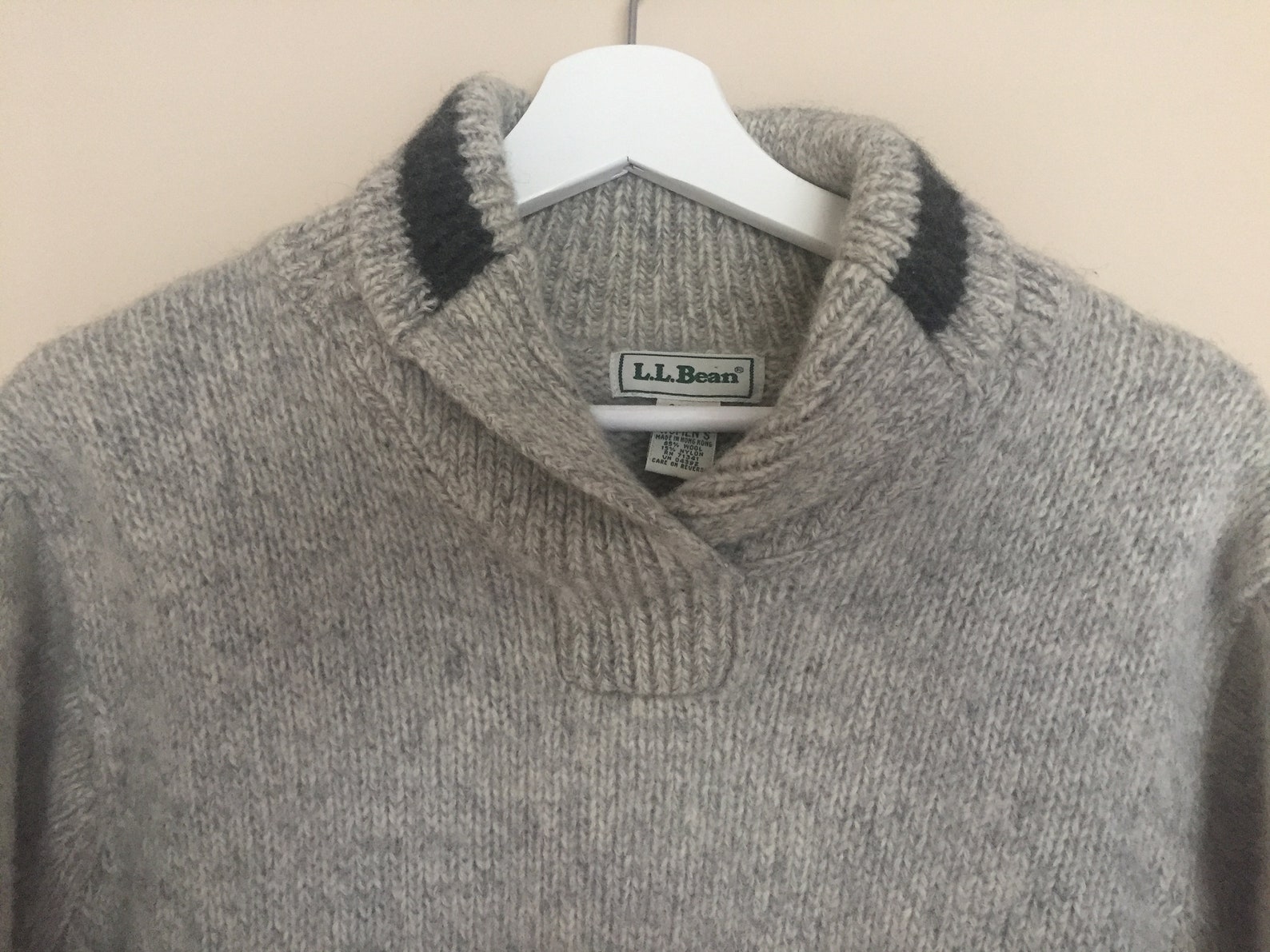 Vintage L.L. Bean Wool Sweater Jumper Grey Knit Wool Jumper - Etsy