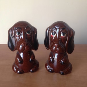 Vintage Retro Kitsch Dog Salt and Pepper Shakers - or Two Kitcshy Pup Figurines - Made in Japan