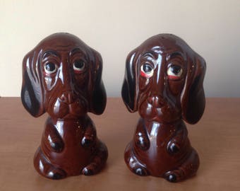 Vintage Retro Kitsch Dog Salt and Pepper Shakers - or Two Kitcshy Pup Figurines - Made in Japan