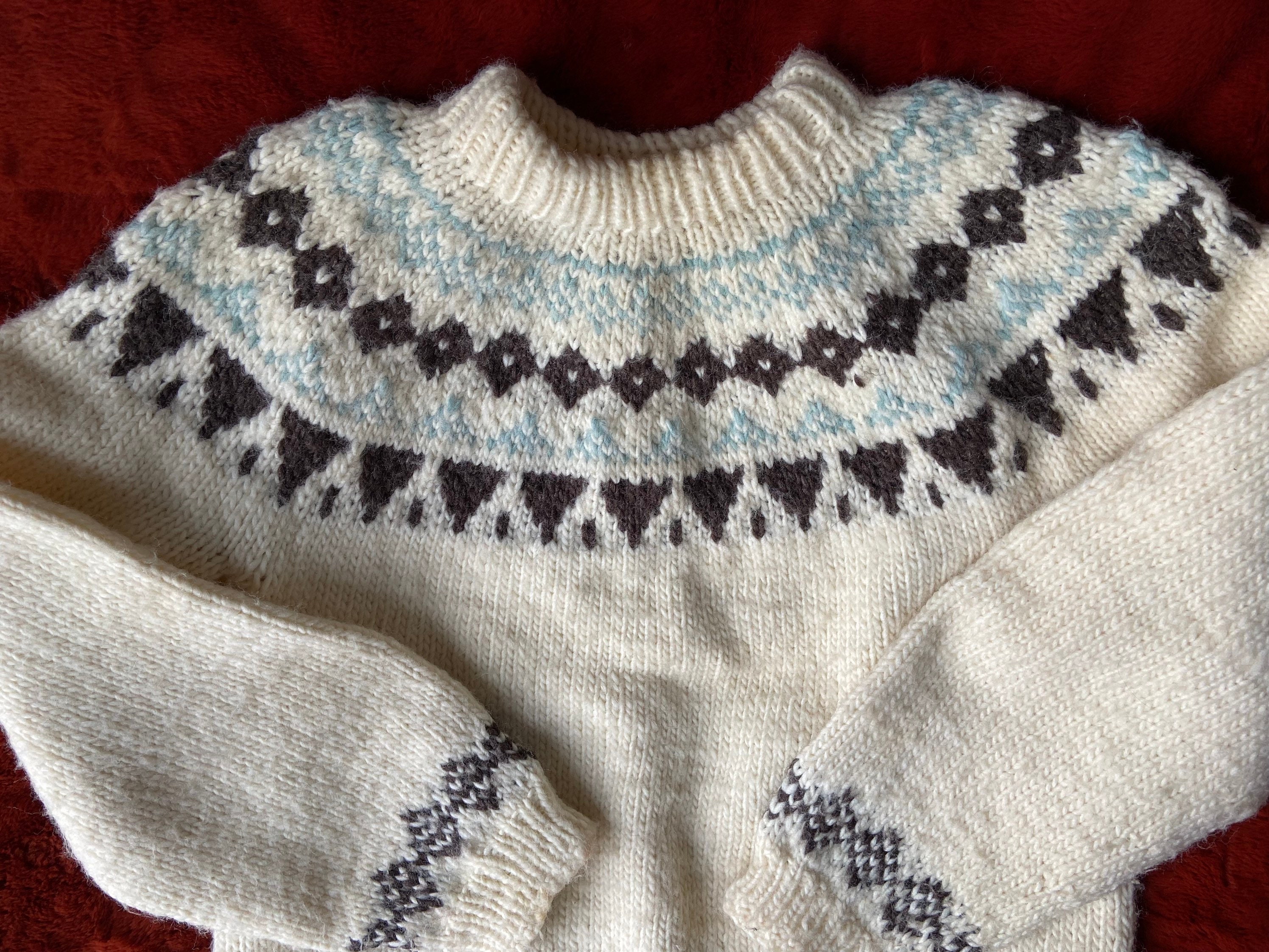 Vintage Hand Knit Fair Isle / Lopi Style Sweater Jumper - Etsy