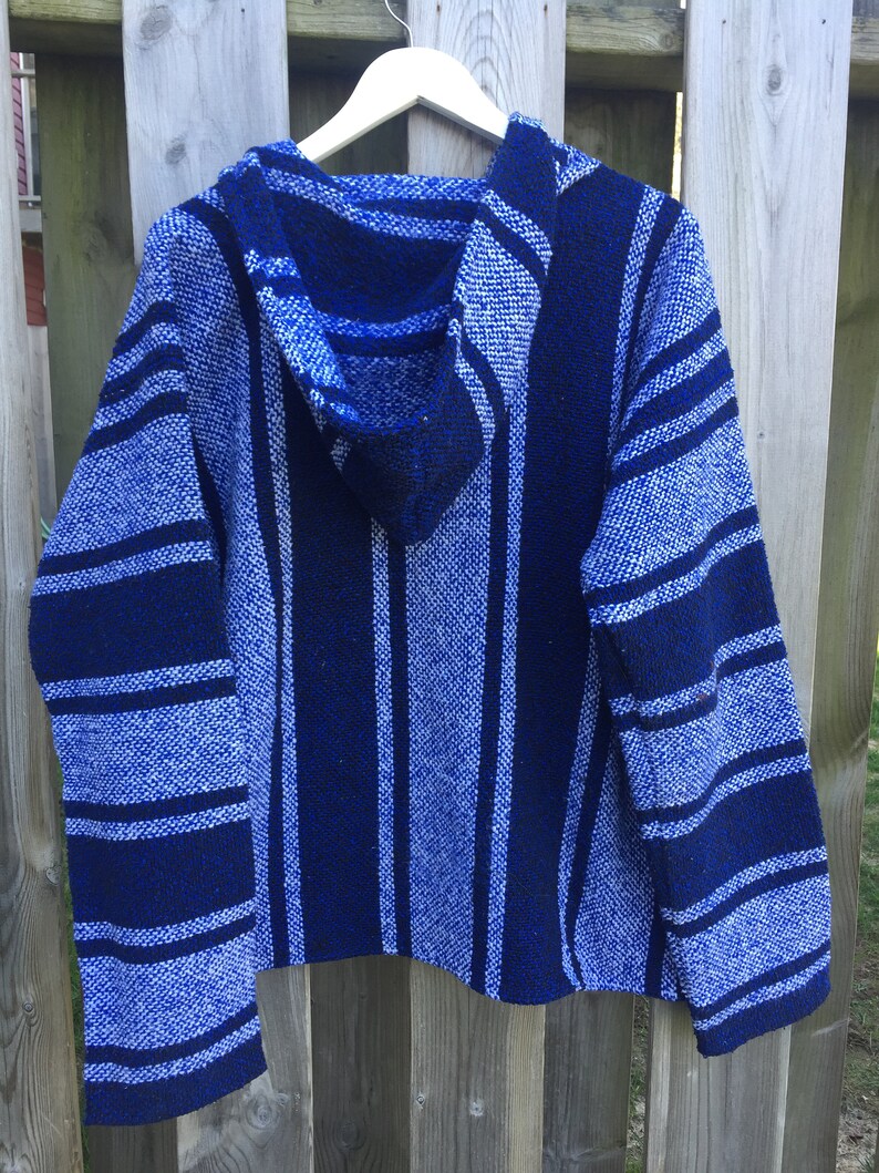 Vintage Baja Hoodie Mexican Woven Blanket Jacket Brand Etsy