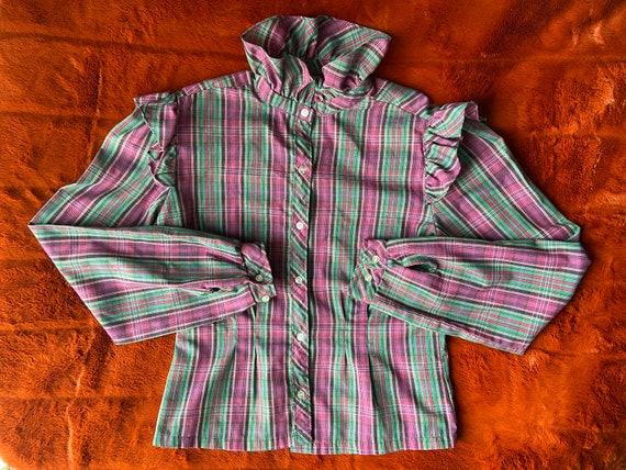 Vintage Early 1980s Prairie Style Button Up Blous… - image 1