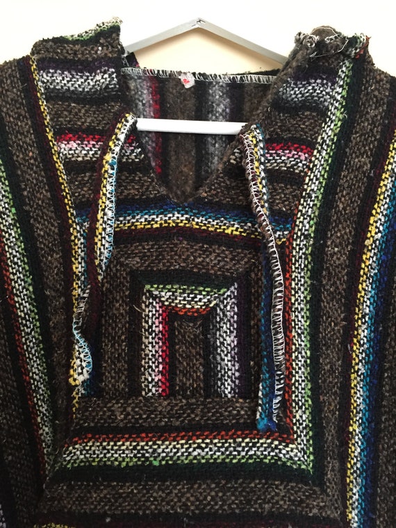 Vintage Baja Hoodie - Mexican Woven Blanket Jacke… - image 4