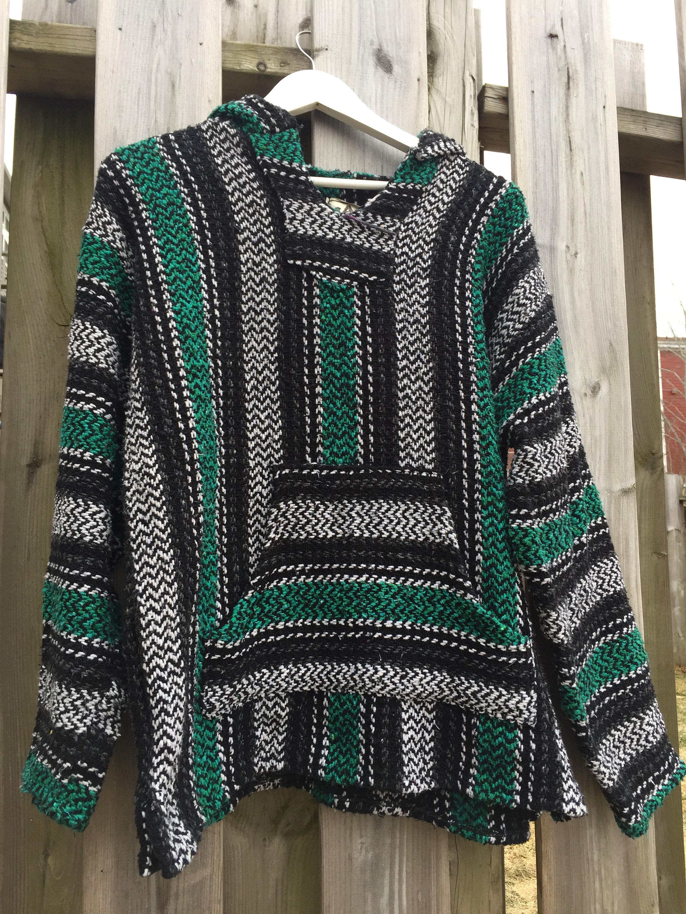 Vintage Baja Hoodie Mexican Woven Blanket Jacket Baja Joe Etsy
