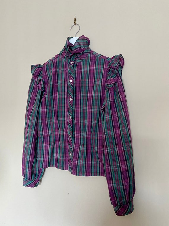 Vintage Early 1980s Prairie Style Button Up Blous… - image 5