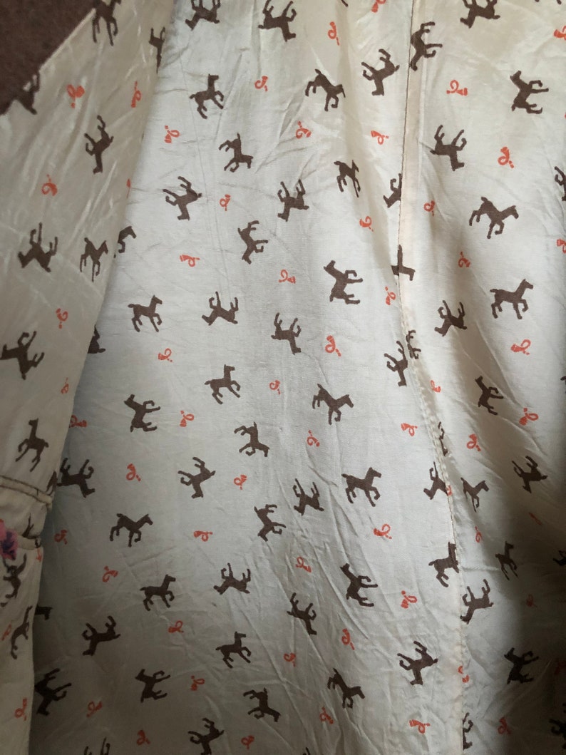 Vintage 1970s Men/'s Western or Military Style UTEX Wool Blazer with Horse Printed Lining