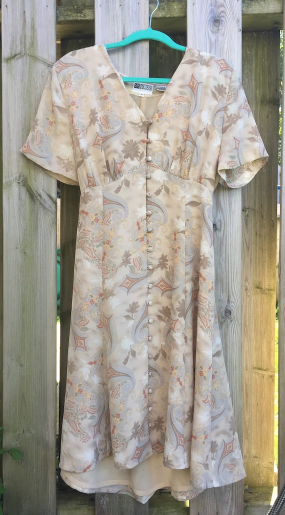 Vintage Beige 90s does 40s Dress - Russ - Beige wi