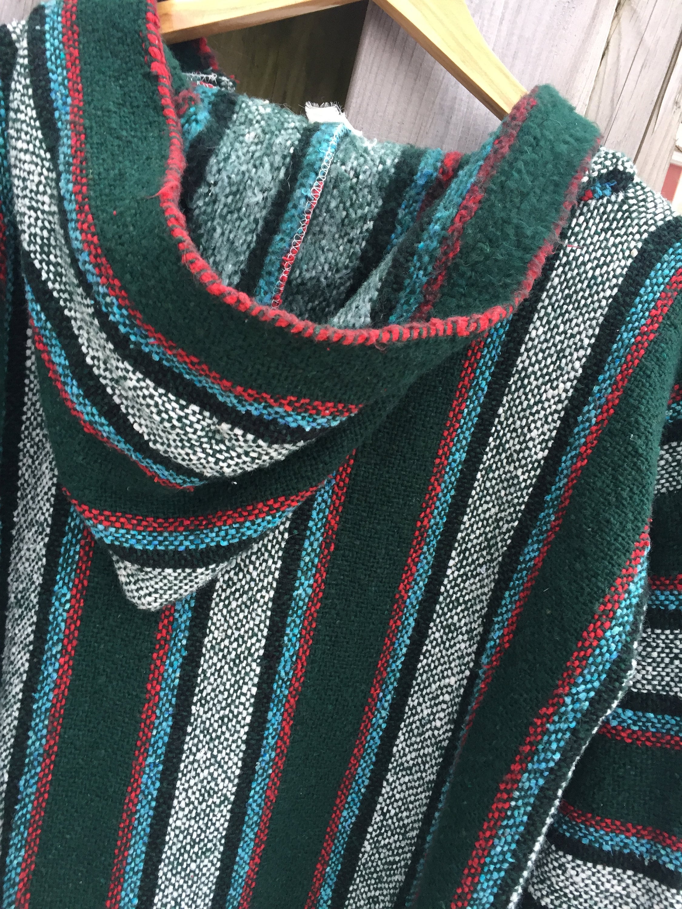 Vintage Baja Hoodie Mexican Woven Blanket Jacket No Tags Etsy