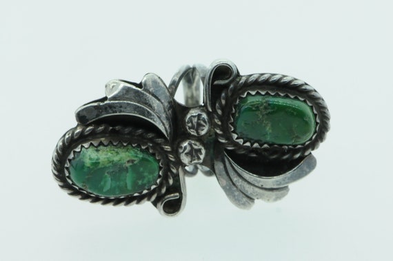 Southwestern (ca. 1980) Sterling Silver Green Tur… - image 1