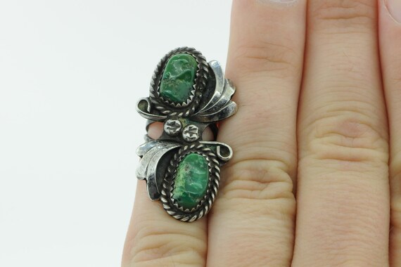 Southwestern (ca. 1980) Sterling Silver Green Tur… - image 3