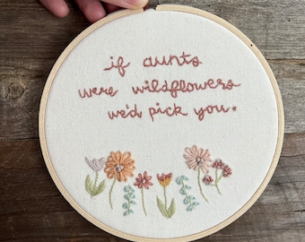 Custom Hand Embroidered Wildflower Hoop: Personalized Keepsake Gift