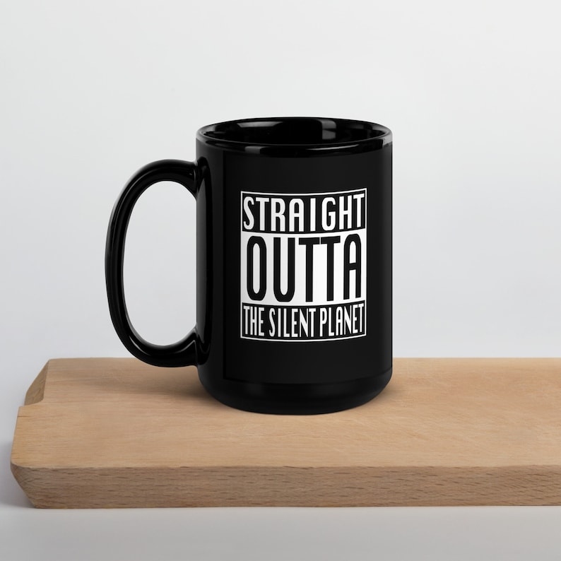 Out of the Silent Planet Black Glossy Mug 15 oz