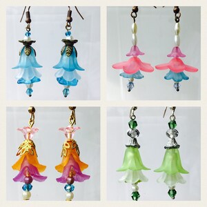 FOUR Lucite Crystal Earrings Sets. Blue/Pink/Green/Orange Earrings Sets. Vintage Style Earrings Sets. Pretty Summer Earrings Sets.