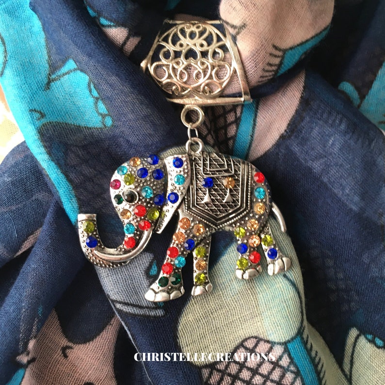 Scarlet Elephant Scarf Set Navy Blue Elephant Scarf Set Black Elephant Scarf Set Scarf Pendant Set Red Elephant Scarf Pendant Set