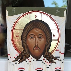 Jesus Christus handgemalte Ikone, byzantinische Ikonenmalerei, handgemachtes religiöses Geschenk