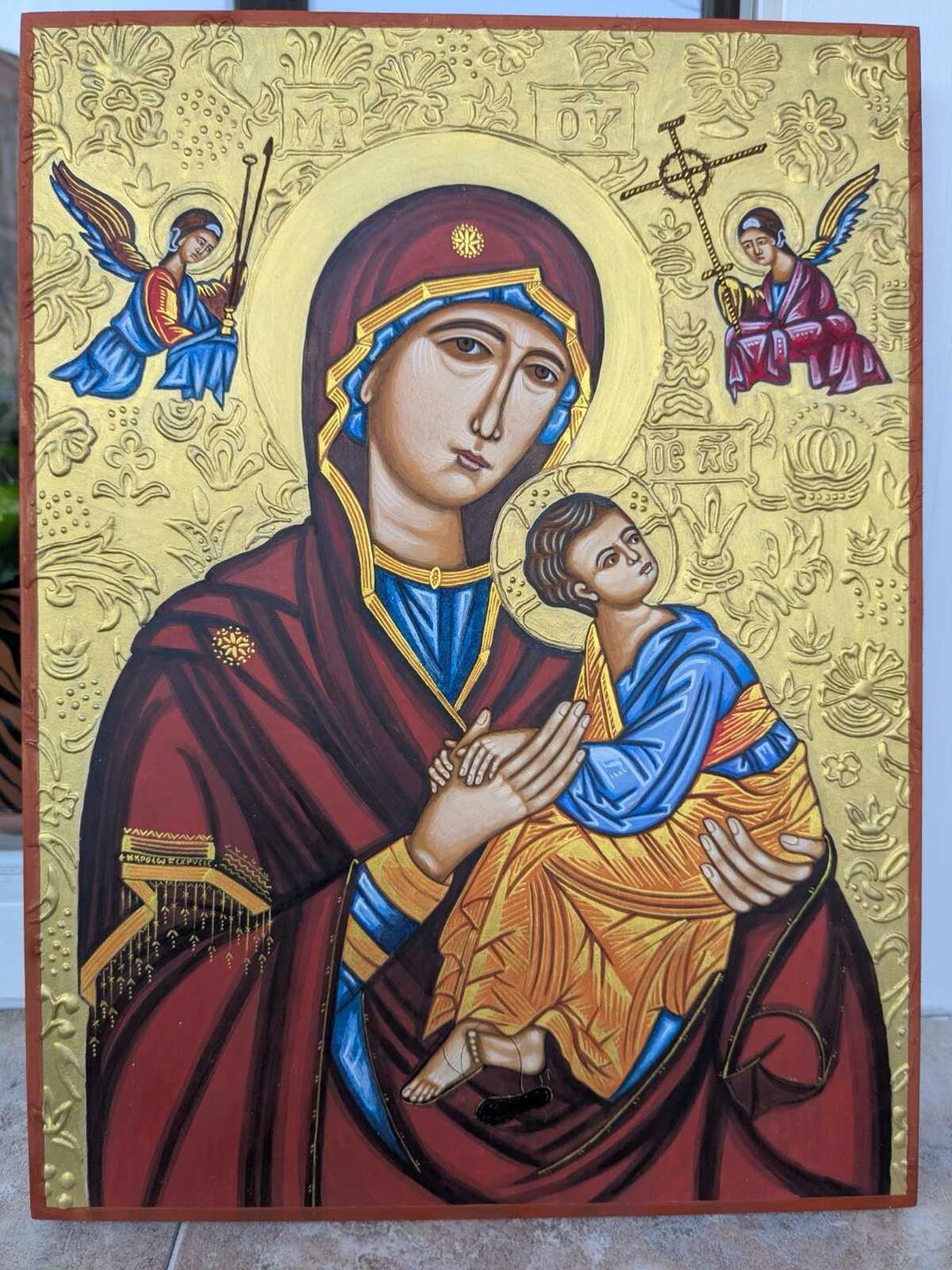 Virgin Mary Icon Painting. Our Lady of Perpetual Help Hand Painted Icon ...