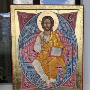 Christ Pantocrator, hand painted icon, byzantine icon painting, handmade religious gift