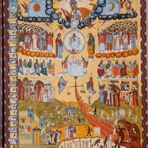 Last Judgement hand painted icon, byzantine icon painting, handmade religious gift
