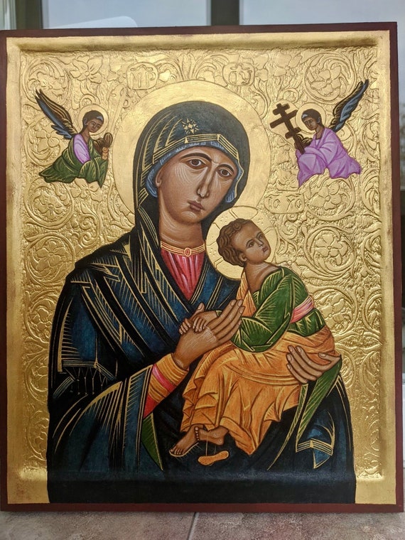 Virgin Mary Icon Painting. Our Lady of Perpetual Help Icon. | Etsy