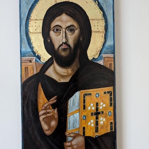 The Christ Pantocrator of St. Catherine’s Monastery at Sinai hand painted icon, byzantine icon painting, handmade religious gift