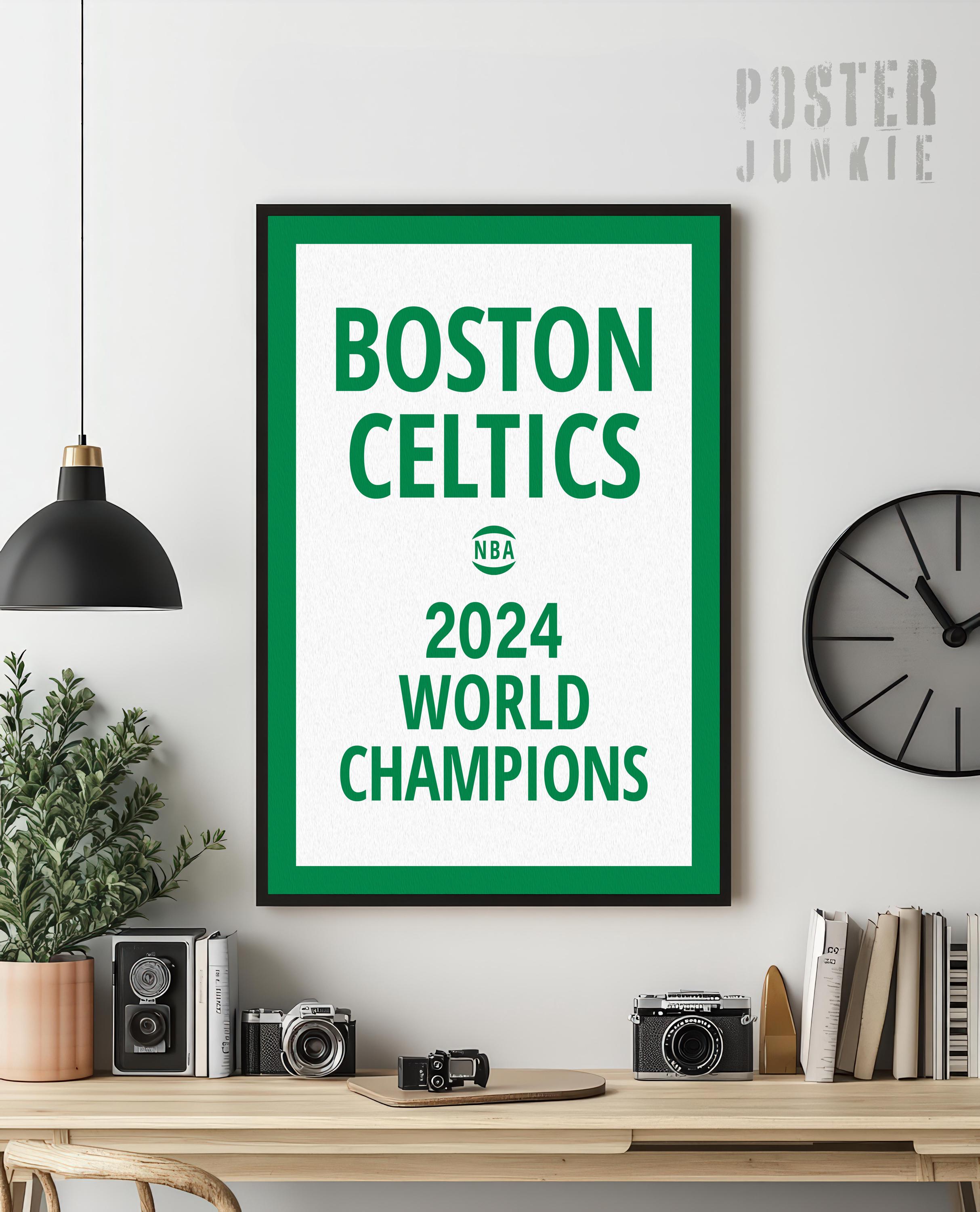 Boston Celtics CHAMPIONSHIP Banners - World Champs - Premium Fine Art - Art Illustration Poster Print - Wall Decor - FREE SHIPPING
