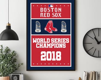 Boston Red Sox World Series CHAMPIONSHIP Banners - Premium Fine Art - Art Illustration Poster Print - Wall Decor - FREE SHIPPING