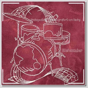 Musical instruments SET 10 Redwork motifs 13x18