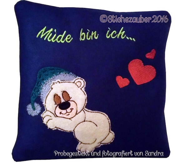 Ith Teddy Kissen Mude Bin Ich 20x20 Etsy