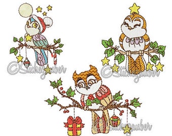 Christmas Owls "set of 3 from 12x12