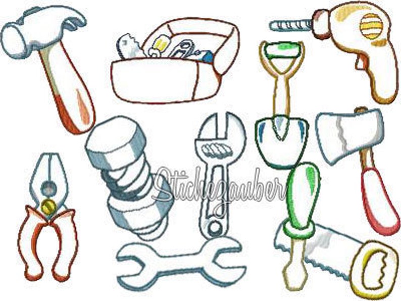 Tool box Embroidery files-Set 10x10 image 1