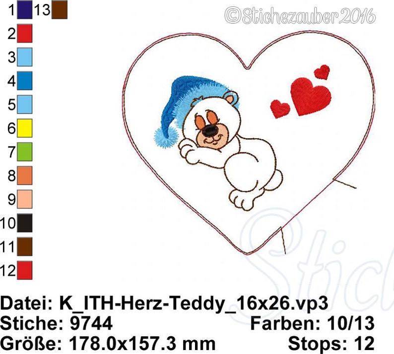 Cuscino cuore ITH Teddy 16 x 26 immagine 4