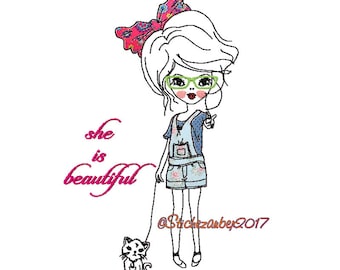 Coole Girls Doodle "She is beautiful" 13x18cm