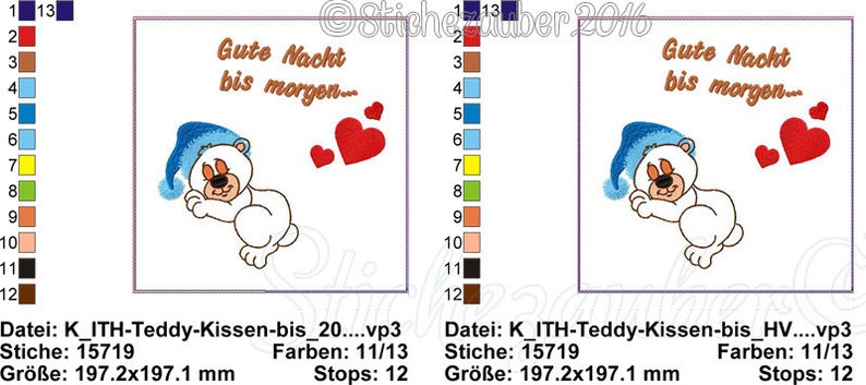 ITH-Teddy-Kissen Gute Nacht bis morgen 20x20 Bild 3