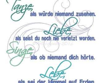 Spruch "Tanze,Liebe,Singe,Lebe..." 16x16cm