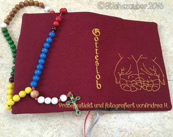2 ITH book covers Of God with hand motifs 20x30