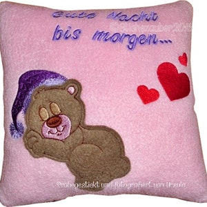 ITH-Teddy-Kissen Gute Nacht bis morgen 20x20 Bild 1