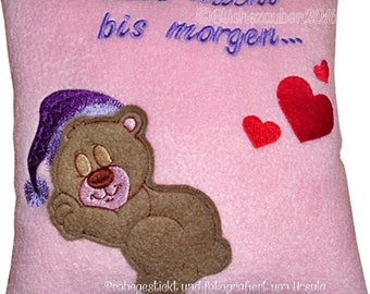 ITH-Teddy-Kissen "Gute Nacht bis morgen" 20x20