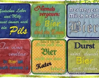 ITH BEER DECKEL VOL.I 10x10 set of 6, embroidery file, embroidery design