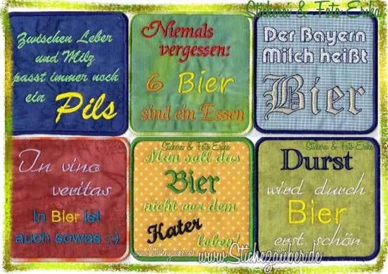 ITH BIERDECKEL VOL.I 10x10 6er Set, Stickdatei, embroidery design Bild 1