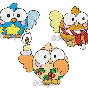 Christmas OWLS Embroidery files-Set 10x10 image 1