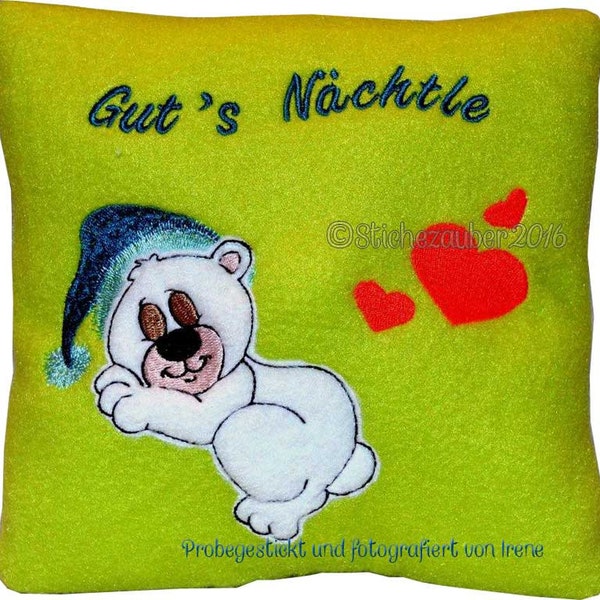 ITH-Teddy-Kissen "Guts Nächtle" 20x20