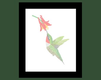 Hummingbird and Columbine signed original art print