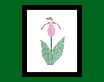 Limited Edition - WILDFLOWERS OF PENNSYLVANIA Pink Lady Slipper signed original art print