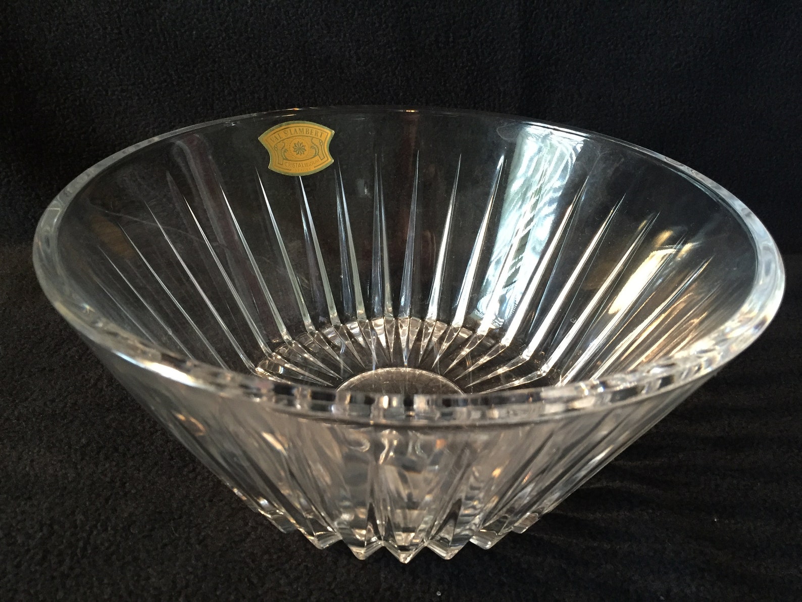 Vintage Val St Lambert 9 Crystal Glass Bowl With Etsy