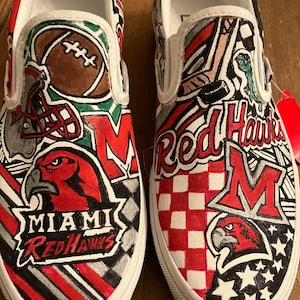 Miami of Ohio University Redhawks custom slip on sneakers