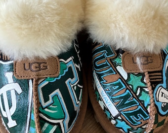 Tulane University hand painted custom slip on Ugg Coquette