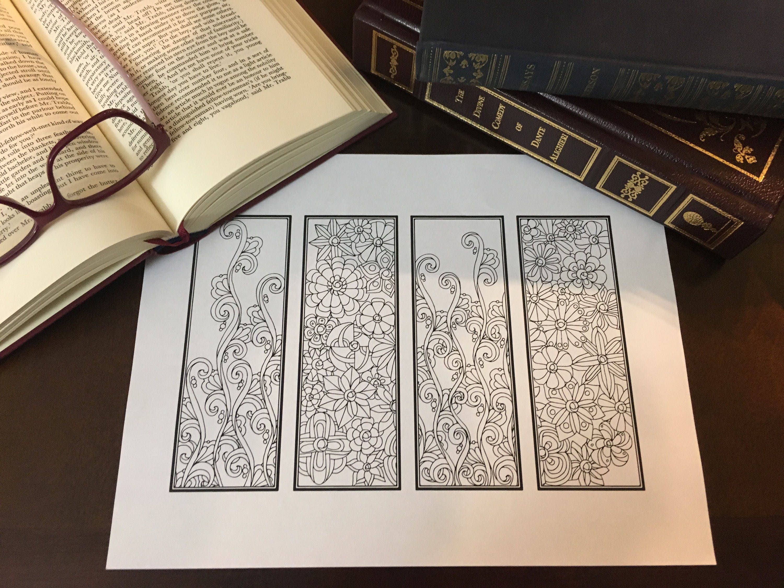 DIY Bookmarks- Set of 4- Printable Coloring Page- Instant Download ...
