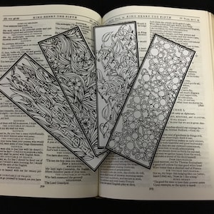 Adult Coloring Bookmark - Printable Bookmark - DIY Bookmarks - Zentangle - Adult Coloring Page - Instant Download - Gifts for Bookworms 2